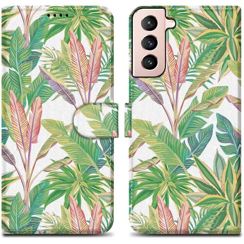 Cadorabo Ohi&amp;scaron;je, združljiv s Samsungom - Design Green Rainforest &amp;scaron;t. 8 - Za&amp;scaron;čitni pokrov z magnetnim zapiranjem, funkcijo stojala in režo za kartico, (20591671) Slike