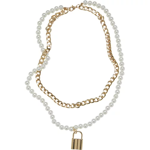 Urban Classics Accessoires Padlock Pearl Layering Necklace gold