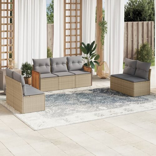 vidaXL 7-dijelni set vrtnih sofa od poliratana s jastucima bež Cijene