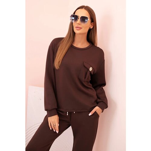 Kesi Włoski Women's set butter sweatshirt and pants with elastic brown Cene