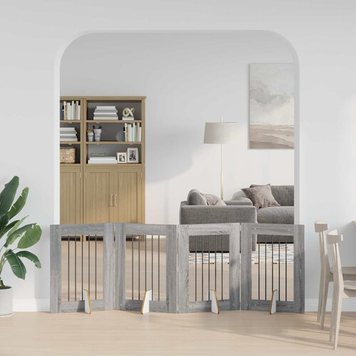  Vrata za pse s postoljem 4 pcs Siva sonoma 60 x 80 cm Slike