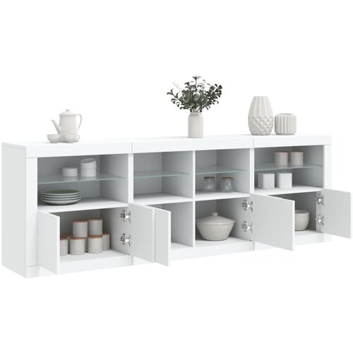 VidaXL Komoda s LED svjetlima bijela 202x37x67 cm Slike