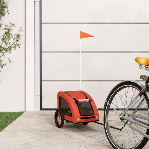 vidaXL Kolesarska prikolica za psa oranžna oxford tkanina železo Cene