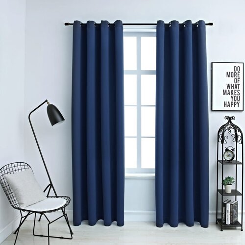 VidaXL Zatemnitvene zavese s kovinskimi obročki 2 kosa modre 140x175cm Slike
