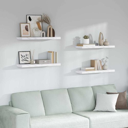  Polica na zidu Zidne 4 pcs Bijeli mramor 80 x 23,5 x 4 cm Cijene