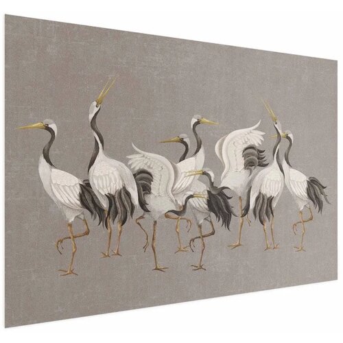  Plakat - Crane Dance - light bird silhouettes on a warm-gray textured background 90x60 Bez okvira Cijene