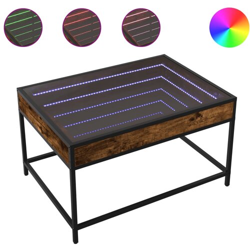 vidaXL Klubska mizica z neskončnimi LED dimljen hrast 70x50x41 cm Cene