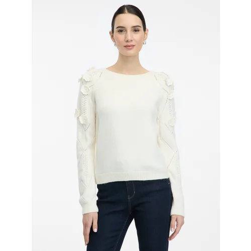 Orsay Cream women's sweater with floral application - Women