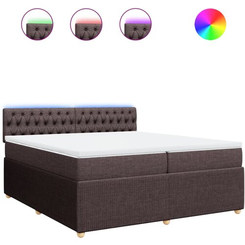 VidaXL Krevet s oprugama i madracem tamnosmeđi 200x200 cm od tkanine Slike