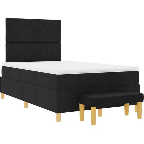 VidaXL Box Spring Krevet s Madracem i Klupom Crni 120x190 cm Tkanina Slike