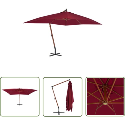  The Living Store Previsni senčnik z lesenim drogom 400x300 cm bordo rdeč - Previsni Senčnik, (21742467) Slike