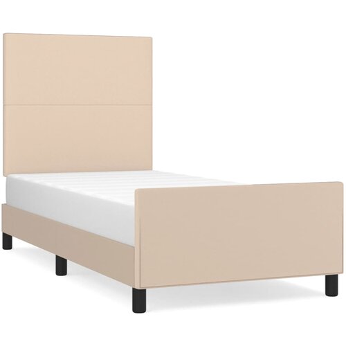 VidaXL Posteljni okvir z vzglavjem kapučino 90x190 cm umetno usnje, (20905494) Slike