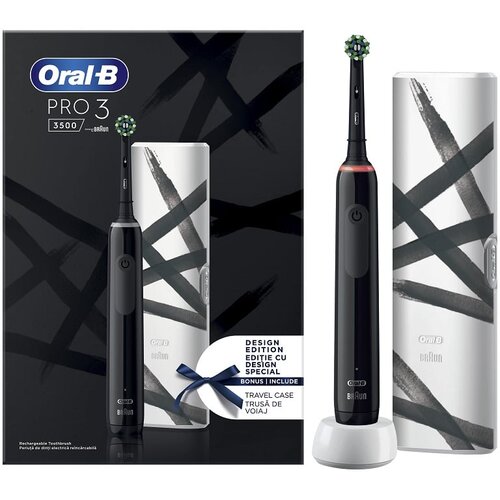 Oral-b Četkica za zube OralB PRO 3 BLACK 3500 + TRAVEL CASE, (21345157) Cene
