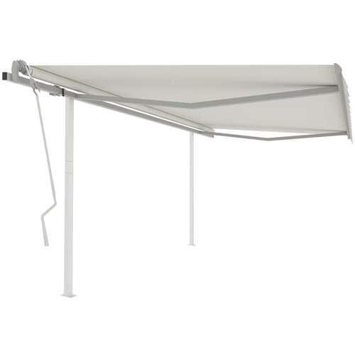 VidaXL Tenda na ručno uvlačenje sa stupovima 4 5 x 3 5 m krem Slike