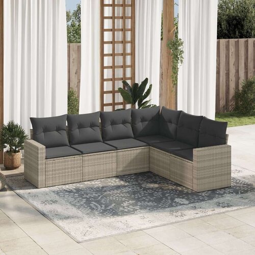 VidaXL 6-dijelni set vrtnih sofa od poliratana s jastucima svjetlosivi Slike