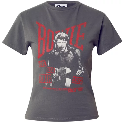 Top Shop Majica 'David Bowie' temno siva / rdeča / bela
