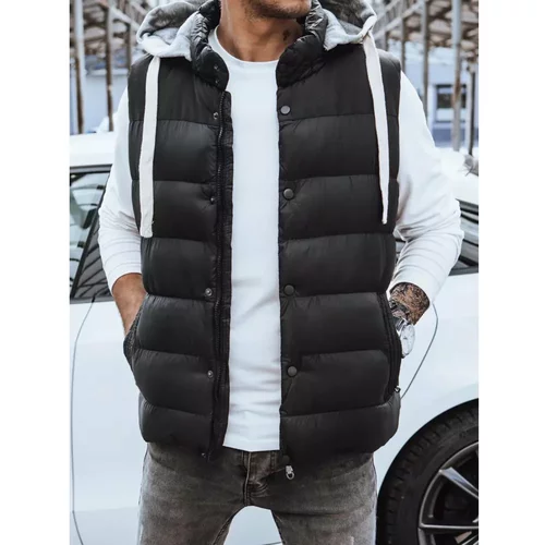 DStreet Black men's vest with hood TX3936z