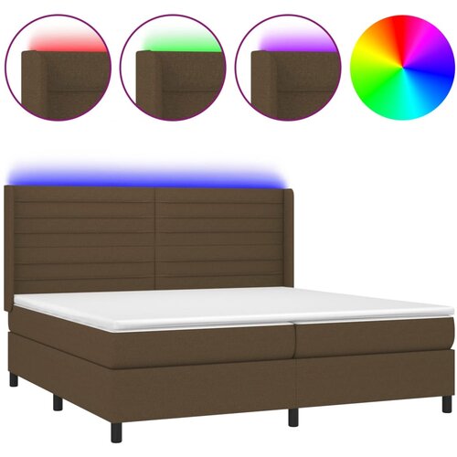 vidaXL Box spring postelja z vzmetnico LED temno rjava 200x200cm blago, (21118449) Cene