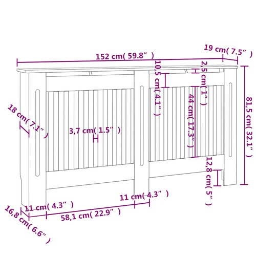  Pokrov za radijator antracit 152 x 19 x 81,5 cm MDF Slike
