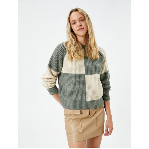 Koton Knitwear Sweater Color Block Round Neck Long Sleeve Slike