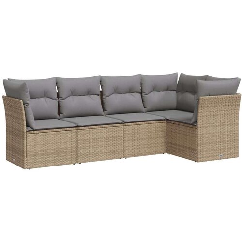 VidaXL 5-dijelni vrtni set sofa s jastucima bež od poliratana Slike