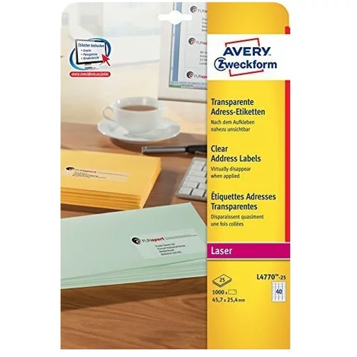 Avery Zweckform Transparentne etikete za pošiljatelnjev naslov 45,7 x 25,4 mm