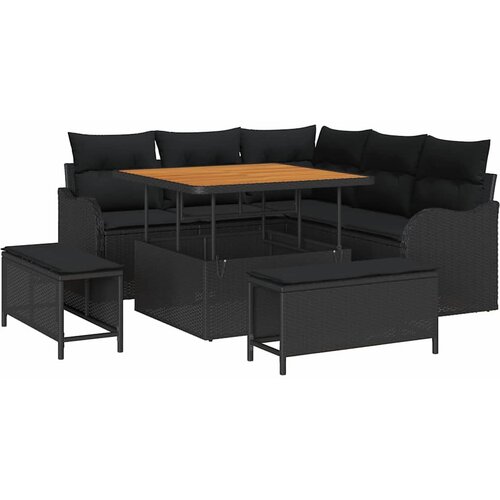  Sjedeća garnitura za vrt 8 kom. 7-Broj sjedala Crna 100 x 100 x 71 cm Slike