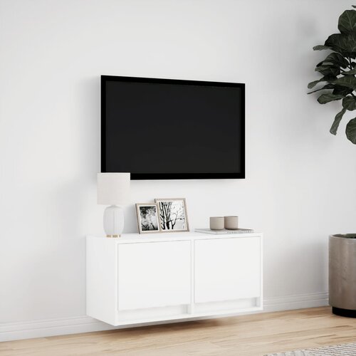  Zidni TV ormarić s LED svjetlima bijeli 80 x 31 x 38 cm Slike