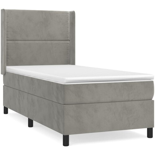 Maison Chic Box spring postelja - Vzmetna postelja z vzmetnico svetlo siv 90x190 cm žamet SL20445, (21893596) Slike
