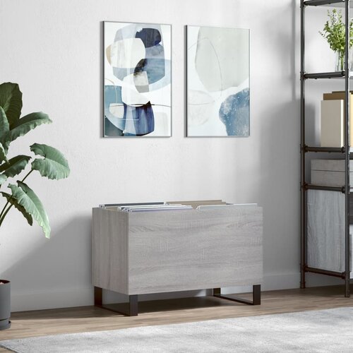 VidaXL Omarica za gramofonske plo&amp;scaron;če siva sonoma 74,5x38x48cm inž. les Slike