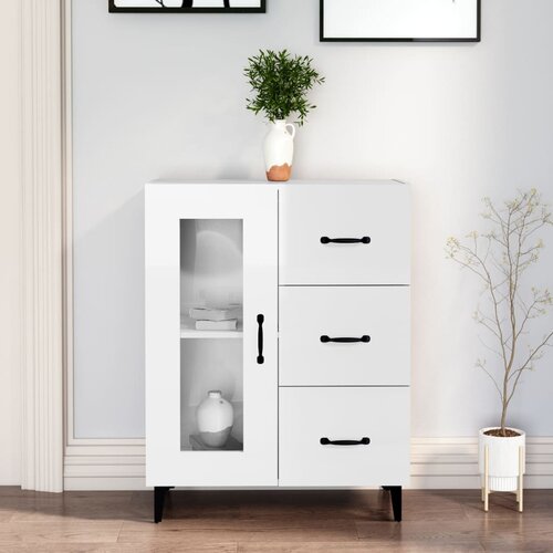  Komoda sjajna bijela 69,5 x 34 x 90 cm od konstruiranog drva Slike