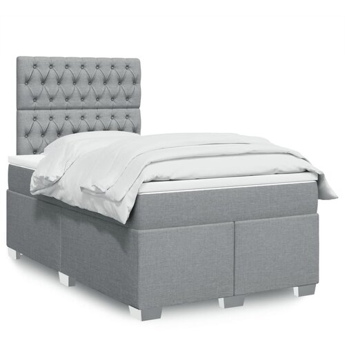 vidaXL Boxspring postelja z vzmetnico svetlo siva 120x190 cm blago Cene