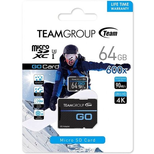 Team Group TeamGroup MICRO SDHC/SDXC 64GB GO UHS-I U3 V30, 100/50MB/s +SD Adapter TGUSDX64GU303 Cene