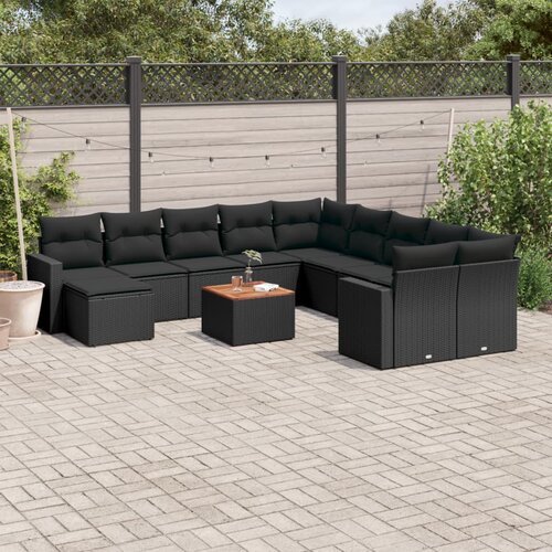  12-dijelni set vrtnih sofa od poliratana s jastucima crni Cijene