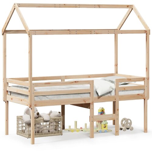 VidaXL Visoki krevet s krovom 90 x 200 cm od masivne borovine Slike