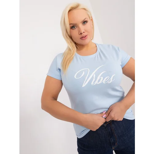 Fashion Hunters Light blue plus size t-shirt with print