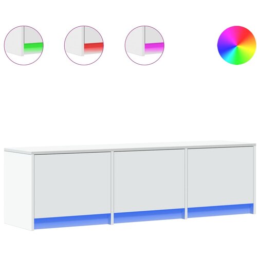 Maison Chic TV omarica - TV stojalo - Televizijska omarica z LED bela 140x34x40 cm inženirski les, (21701634) Cene