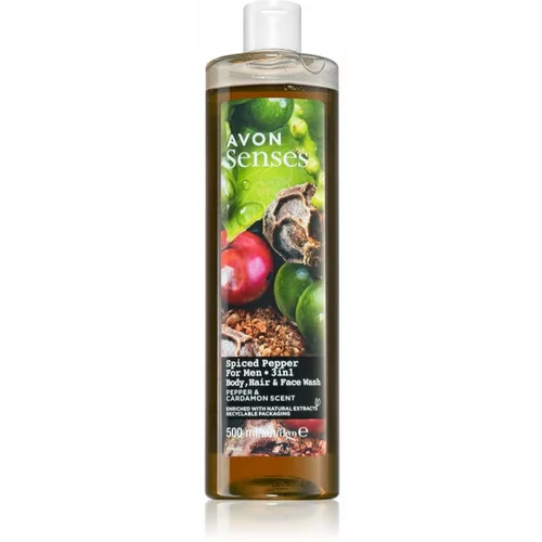Avon Senses Spiced Pepper 3 v 1 šampon, balzam in gel za prhanje 500 ml