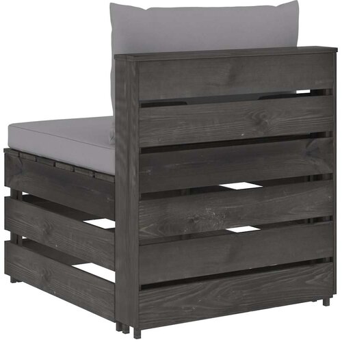  Modularna srednja sofa s jastucima od sivo impregniranog drva Siva Slike