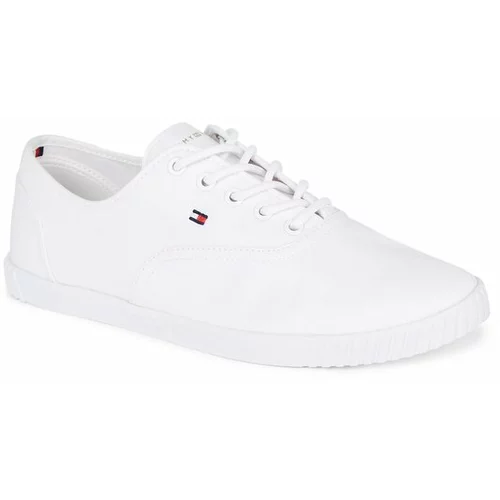 Tommy Hilfiger Tenis superge Canvas Lace Up Sneaker FW0FW07805 Bela