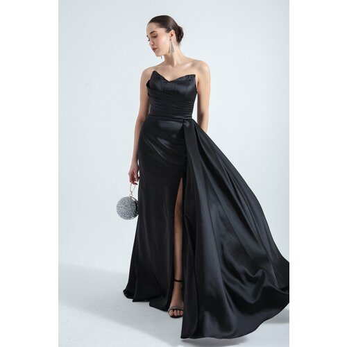 Lafaba women's Black Strapless Long Evening Dress Cene