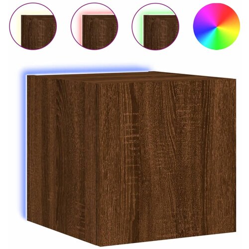 Maison Chic Stenska TV omarica - TV stojalo - Televizijska omarica z LED lučkami rjavi hrast 30,5x35x30 cm, (21699323) Slike