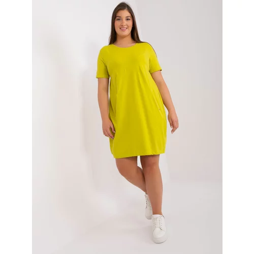 Fashion Hunters Basic lime dress plus size with pockets