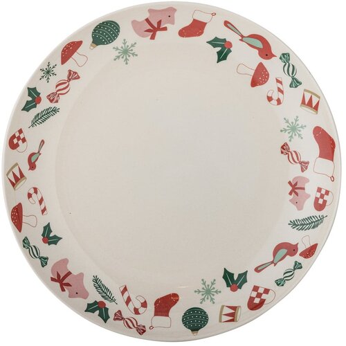 Bloomingville Krem tanjur s božićnim motivom za serviranje od kamenine &amp;oslash; 28 cm Yule &amp;ndash; Slike