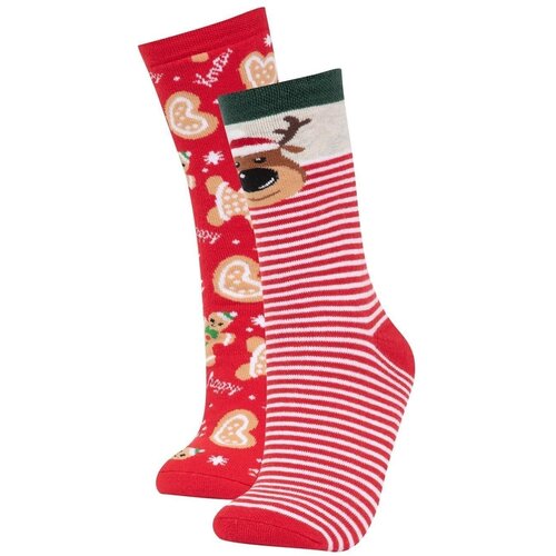 Defacto Women's New Year Themed Cotton 2-Piece Towel Socks Slike