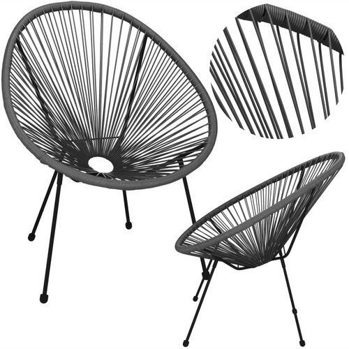 Springos vrtna stolica od ratana,siva 72 x 82 x 85 cm Slike