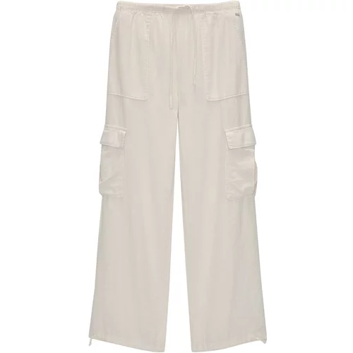Pull&Bear Cargo hlače ecru/prljavo bijela