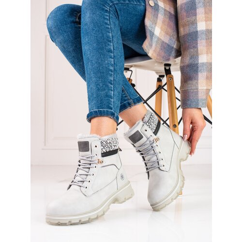 SHELOVET Women&amp;#039;s trappers gray with fur Slike