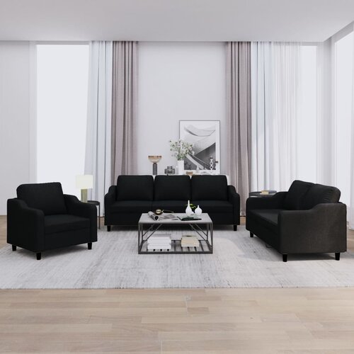 vidaXL 3-dijelni set sofa s jastucima crni od tkanine Cijene