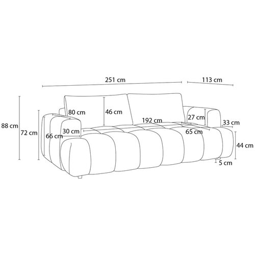 Bobochic Paris Ružičasta sklopiva/s prostorom za odlaganje sofa 251 cm Fuji &amp;ndash; Slike